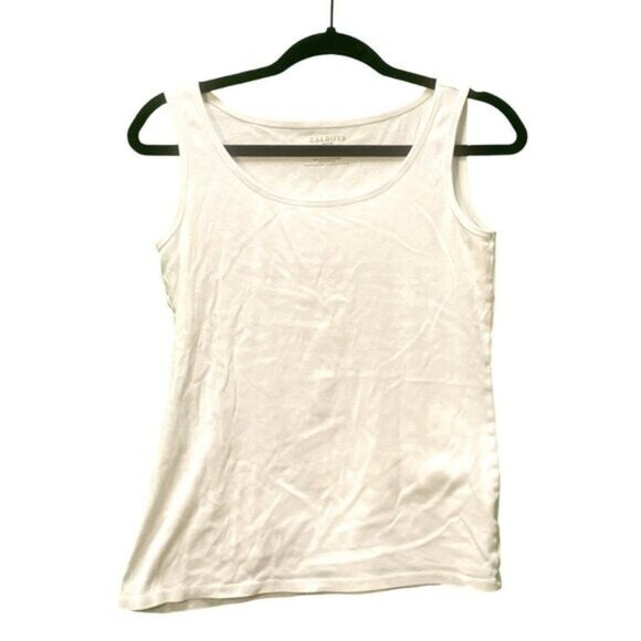 Talbots Stretch Weekend Tank - Sleeveless U-Neck Cotton Blend White Tank Size PS - Picture 3 of 4